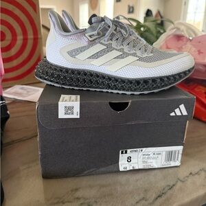 Adidas Light Gray and White & Purple Shoes